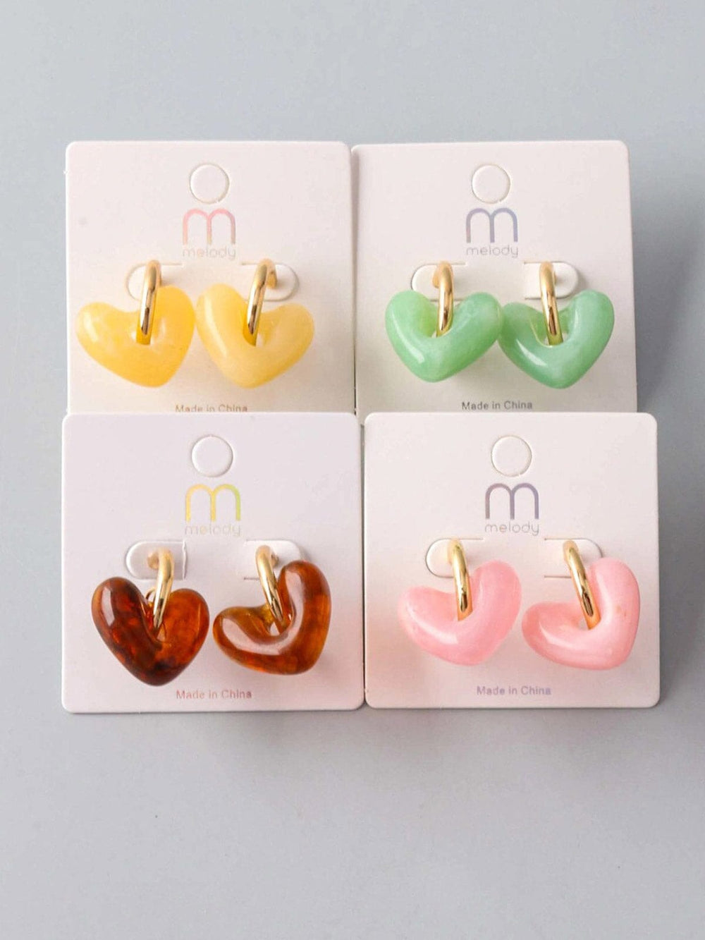 FASHION ASSORTED COLORS HEART EARRINGS