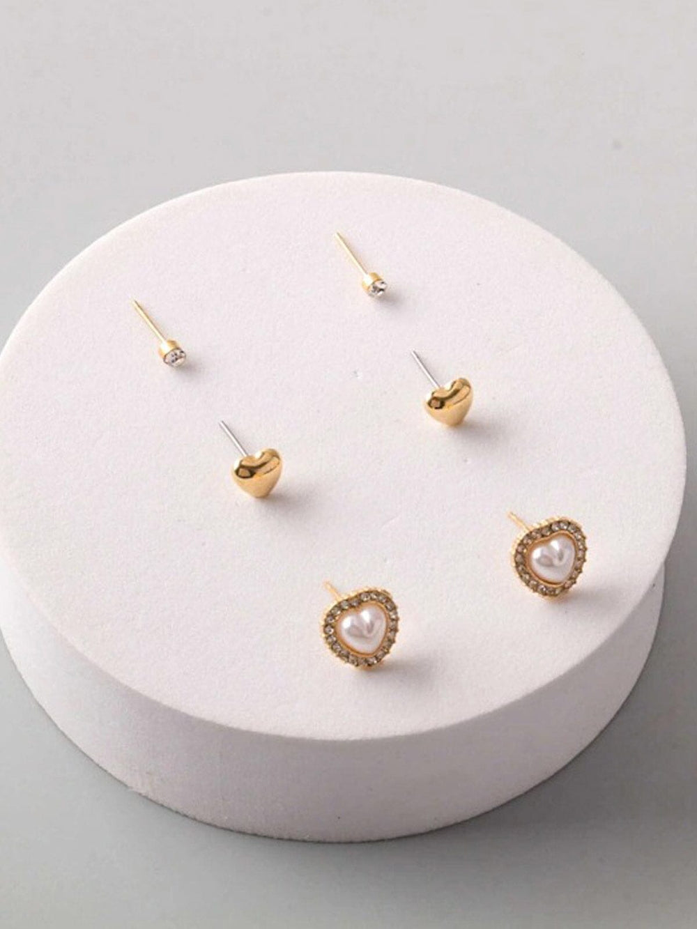 FASHION GOLD HEARTS 3PC. SET EARRINGS