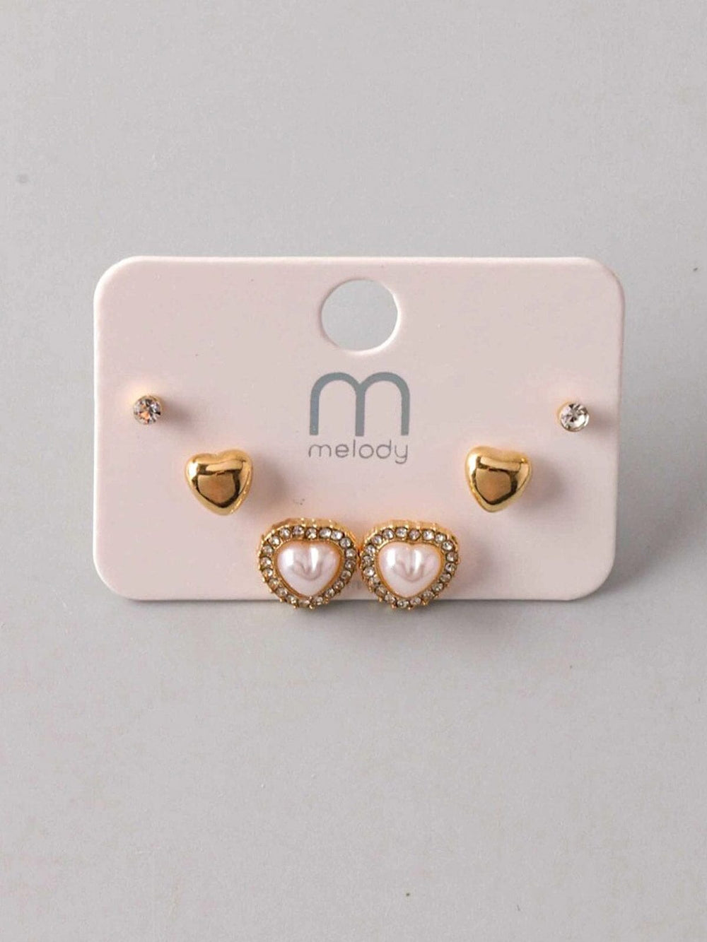 FASHION GOLD HEARTS 3PC. SET EARRINGS