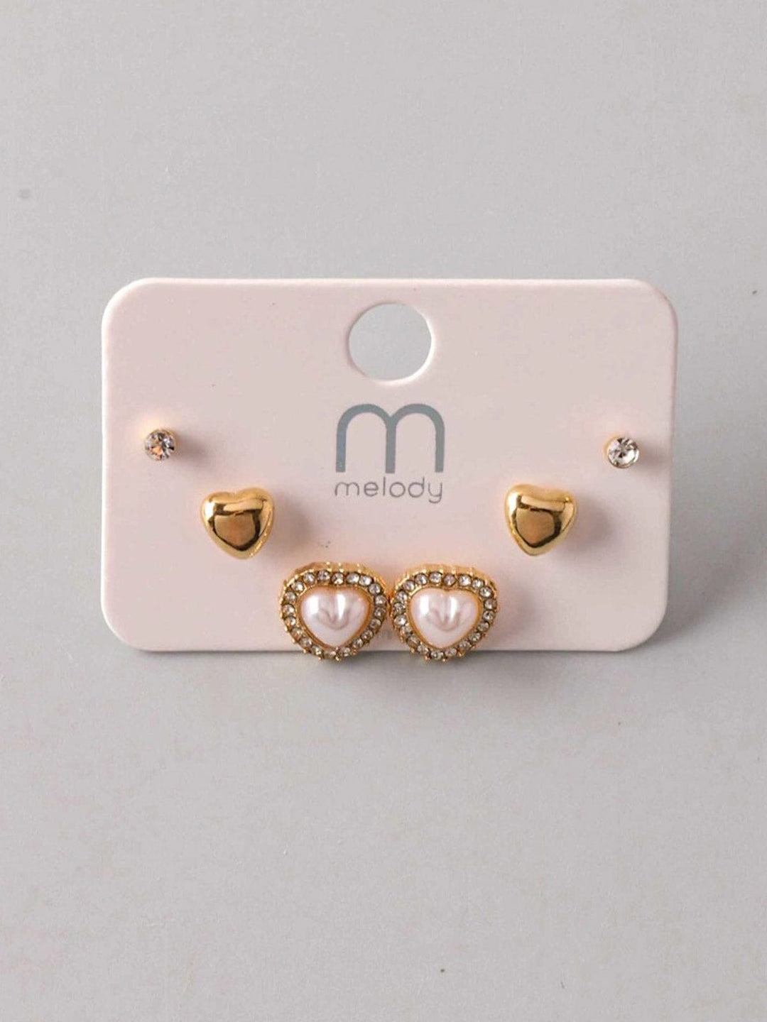 FASHION GOLD HEARTS 3PC. SET EARRINGS
