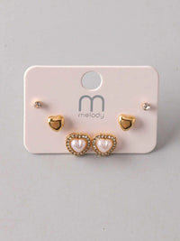 FASHION GOLD HEARTS 3PC. SET EARRINGS