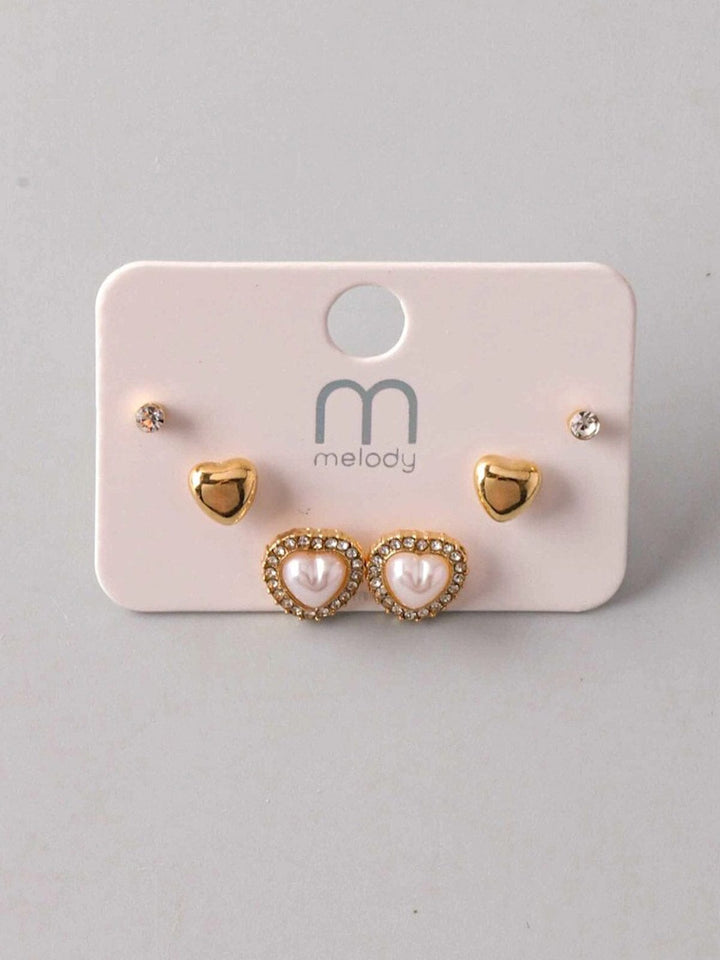 FASHION GOLD HEARTS 3PC. SET EARRINGS