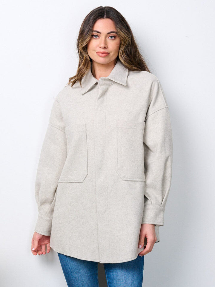 WOMEN'S LONG SLEEVE BUTTON CLOSURE POCKETS JACKET