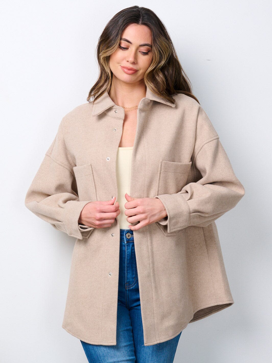 WOMEN'S LONG SLEEVE BUTTON CLOSURE POCKETS JACKET
