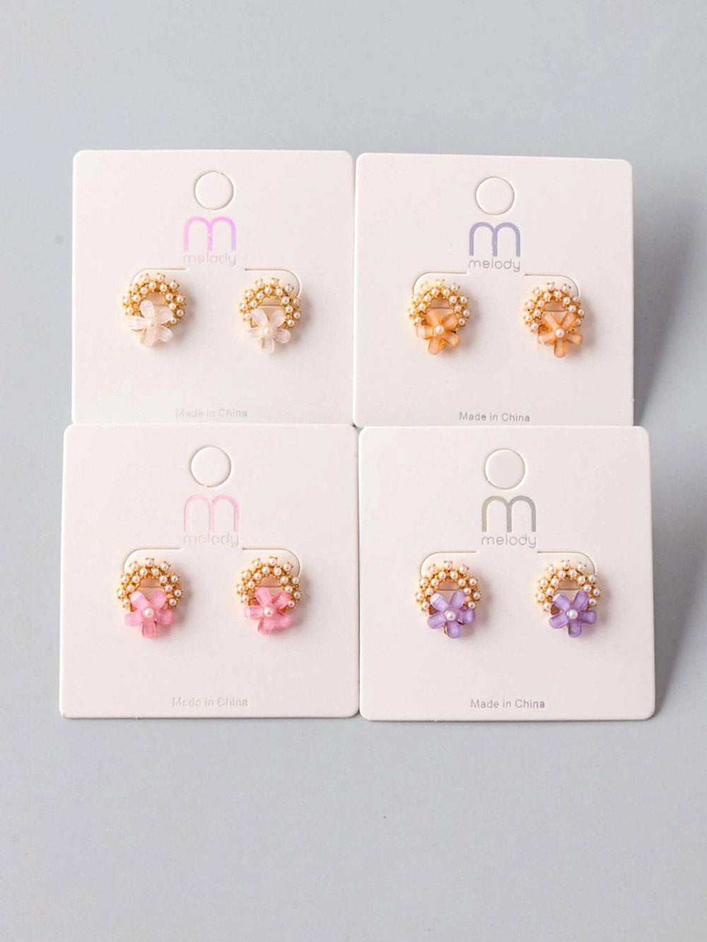 FASHION ASSORTED COLORS FLOWER EARRINGS