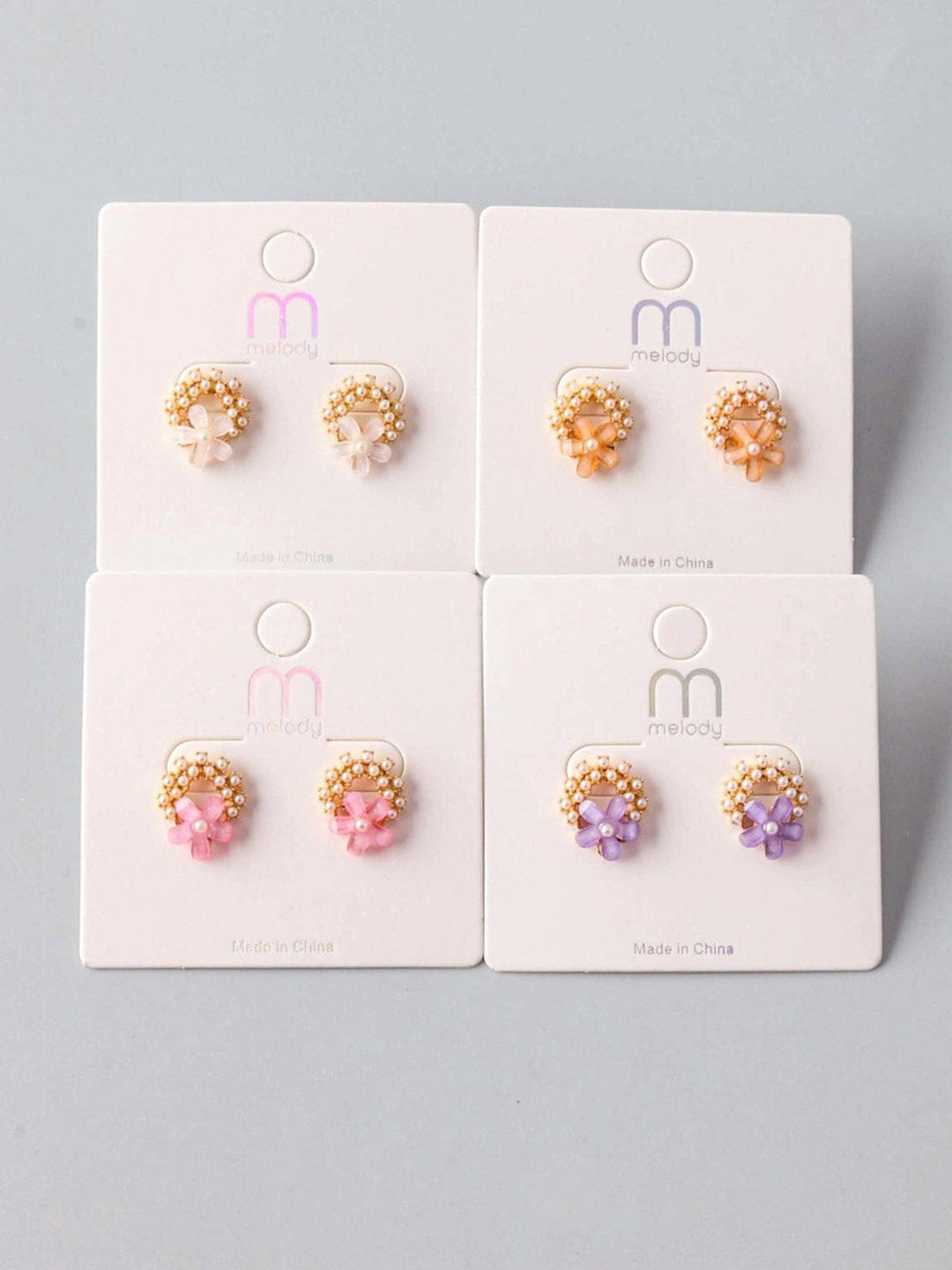 FASHION ASSORTED COLORS FLOWER EARRINGS