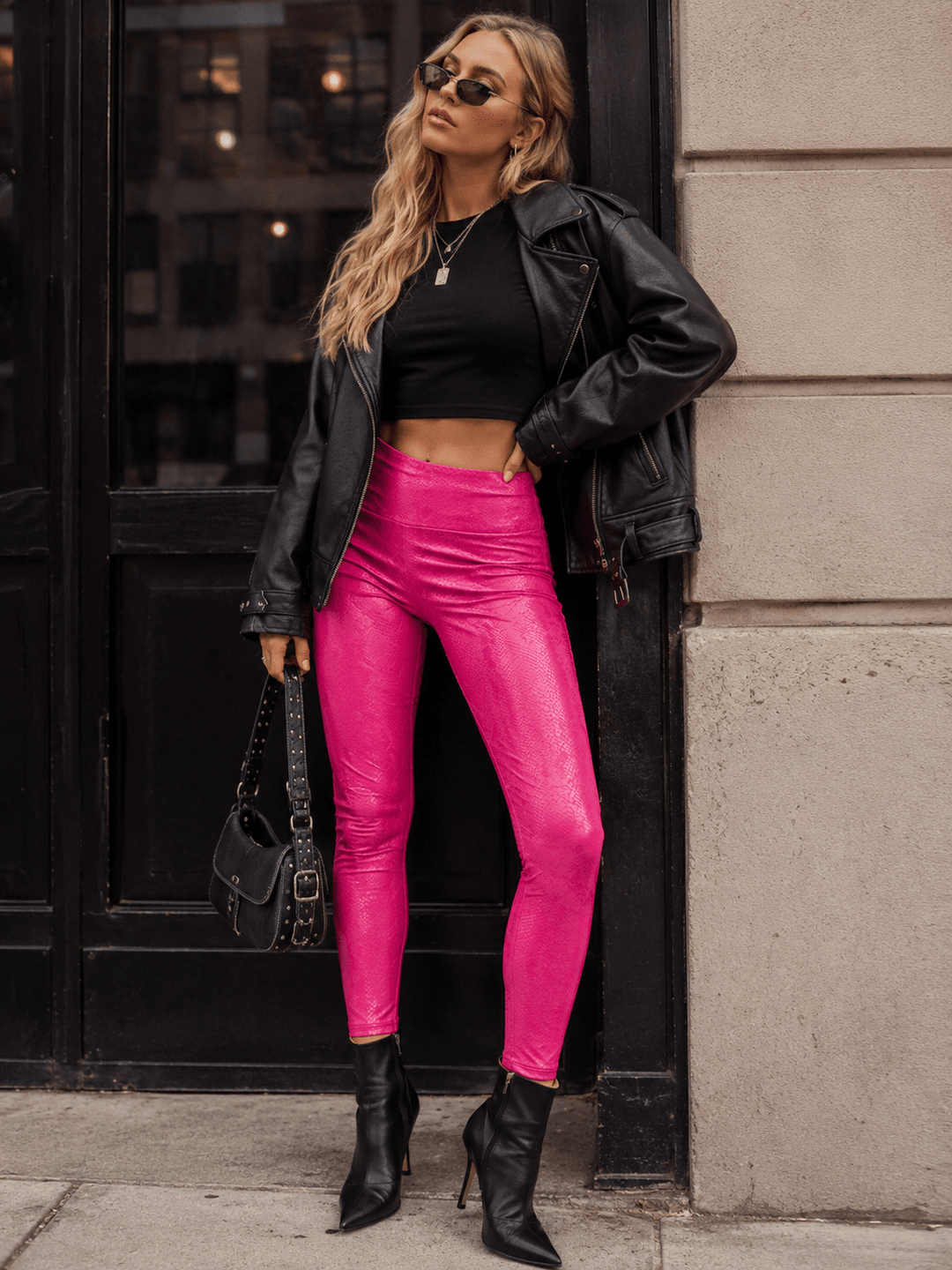 WOMEN'S ELASTIC WAIST ANIMAL PRINT SKINNY LEG LEGGINGS