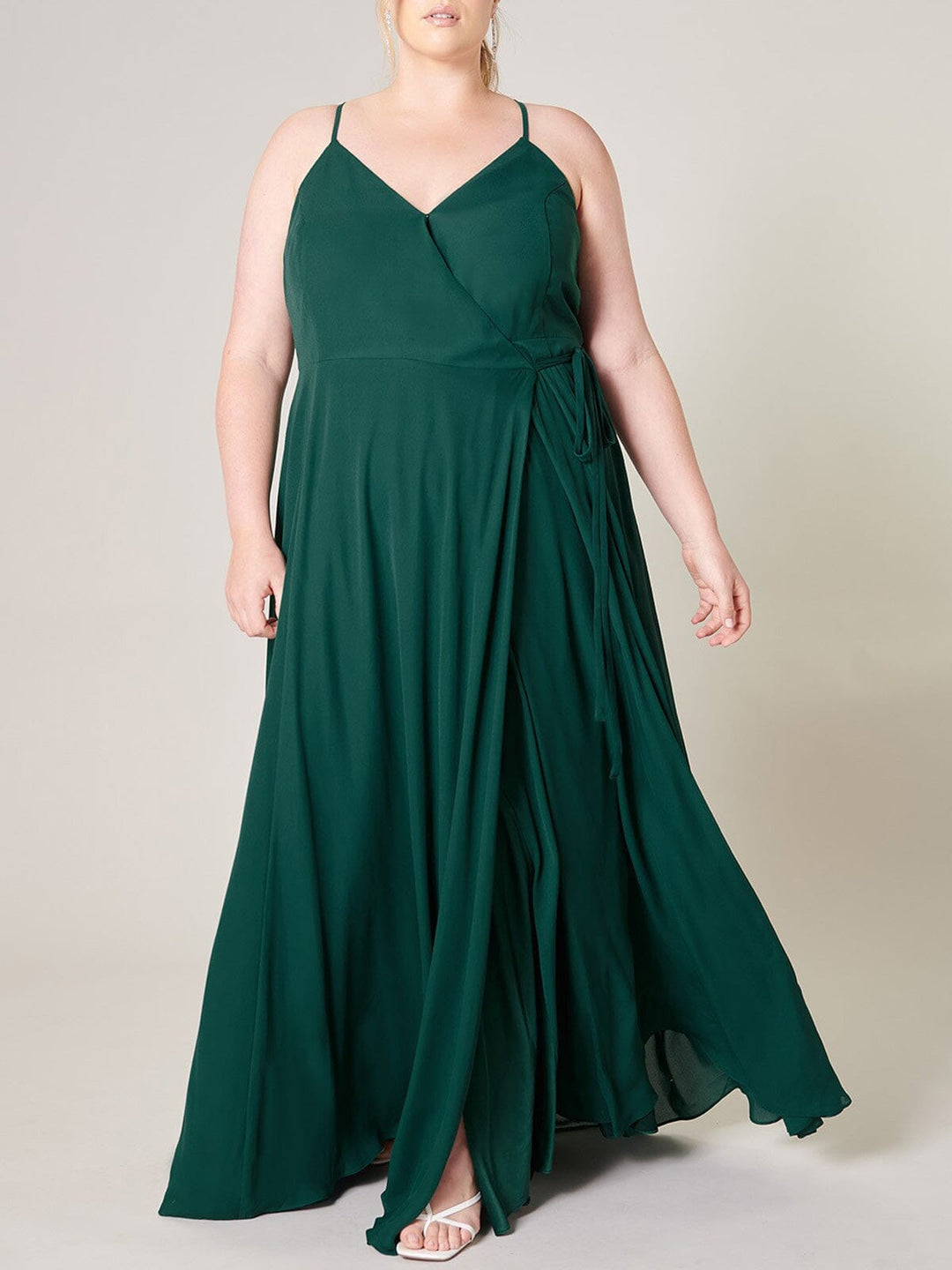 PLUS SIZE SLEEVELESS SURPLICE OPEN BACK MAXI DRESS