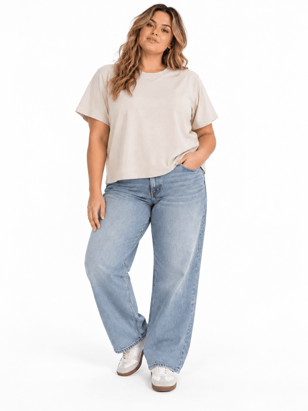 PLUS SIZE SHORT SLEEVE SOLID BASIC TOP