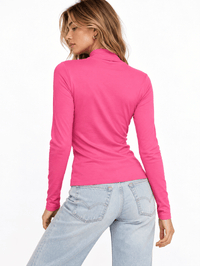 WOMEN'S LONG SLEEVE MOCK NECK RIBBED TOP