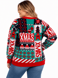 PLUS SIZE LONG SLEEVE XMAS HOLIDAY GRAPHIC PULLOVER SWEATER