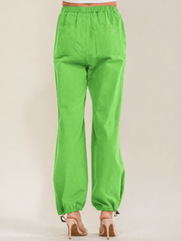 WOMEN'S ELASTIC WAIST FRONT POCKETS ADJUSTABLE LEGS PANTS