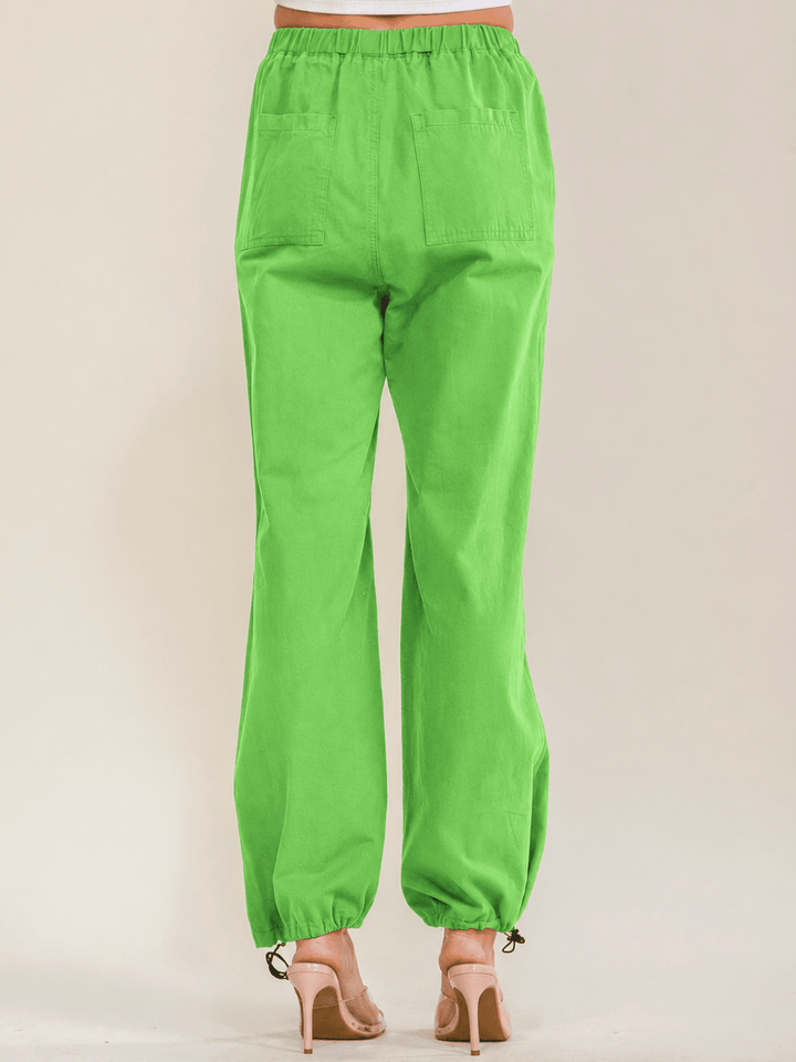 WOMEN'S ELASTIC WAIST FRONT POCKETS ADJUSTABLE LEGS PANTS