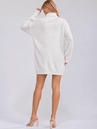 WOMEN'S LONG SLEEVE TURTLE NECK STARS SEQUINS SWEATER MINI DRESS