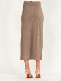 WOMEN'S ELASTIC WAIST SIDE SLIT MAXI SKIRT