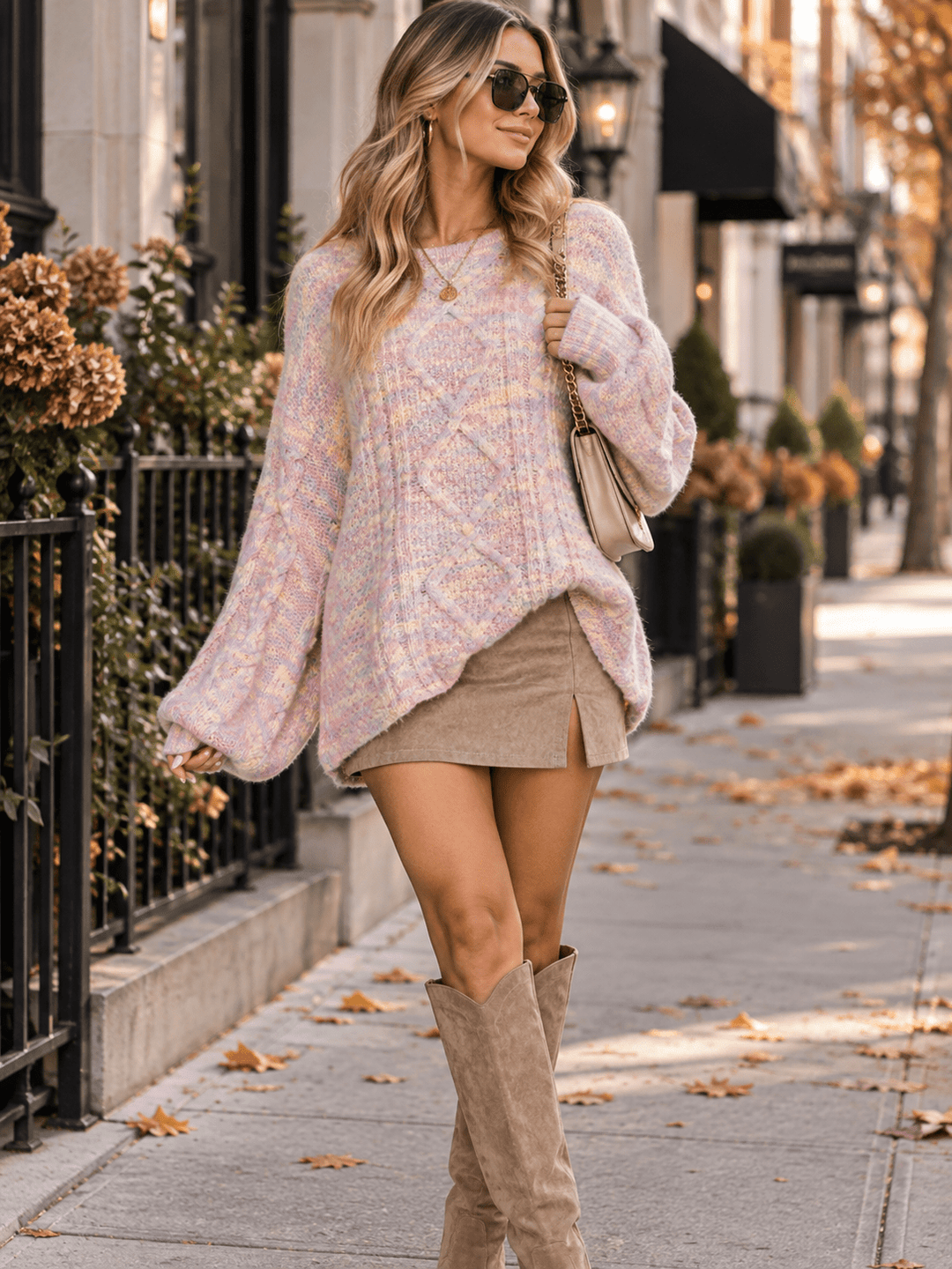 WOMEN'S LONG SLEEVE MULTI RIBBED PULLOVER SWEATER