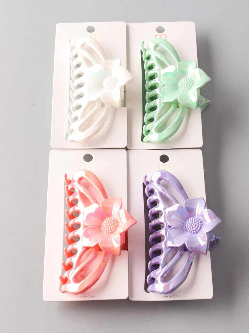FASHION ASSORTED COLORS FLOWER HAIR CLAW CLIPS