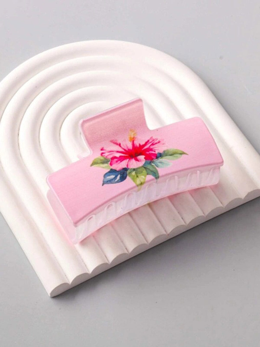 FASHION ASSORTED COLORS FLORAL PRINT HAIR CLAW CLIPS