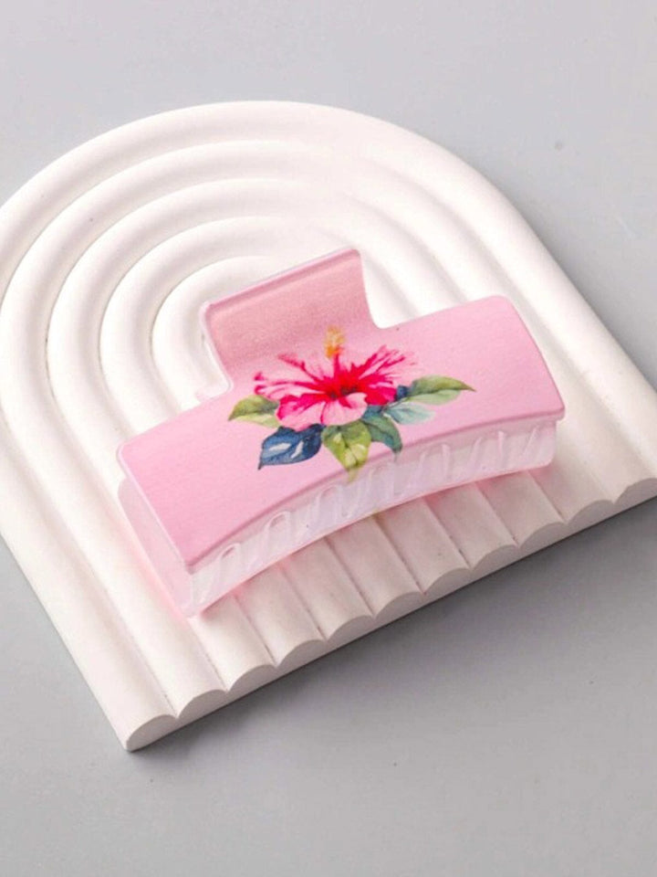 FASHION ASSORTED COLORS FLORAL PRINT HAIR CLAW CLIPS