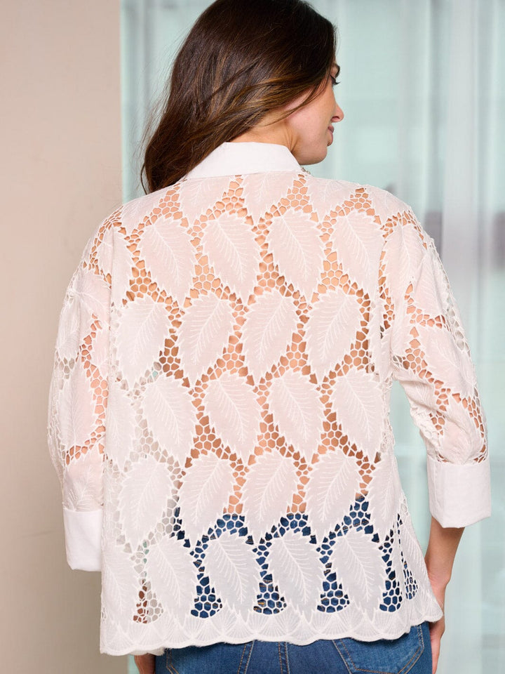 WOMEN'S 3/4 SLEEVES BUTTON UP DETAILED BLOUSE TOP