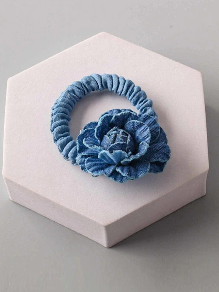 FASHION ASSORTED FLOWER DENIM SCRUNCHIES