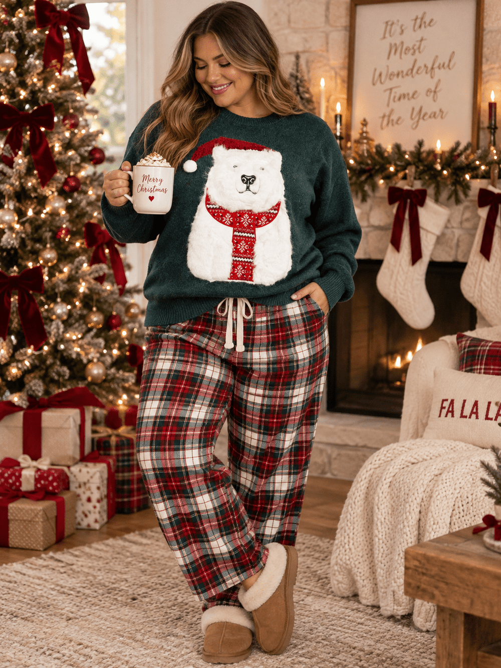 PLUS SIZE LONG SLEEVE PULLOVER HOLIDAY SWEATER
