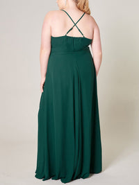 PLUS SIZE SLEEVELESS SURPLICE OPEN BACK MAXI DRESS