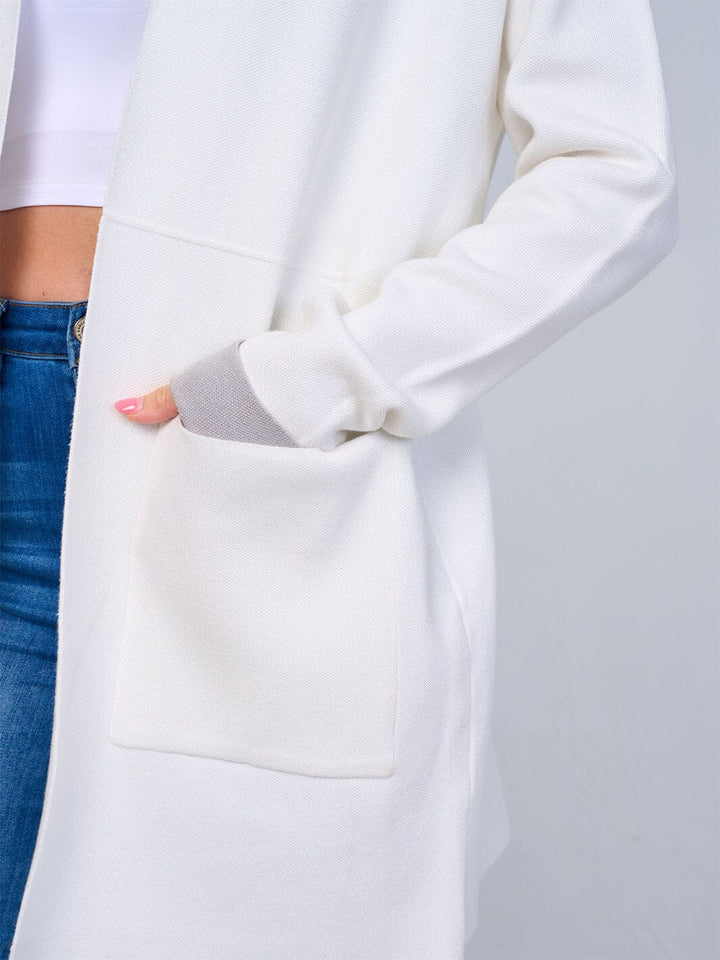 WOMEN'S LONG SLEEVE OPEN FRONT POCKETS CARDIGAN