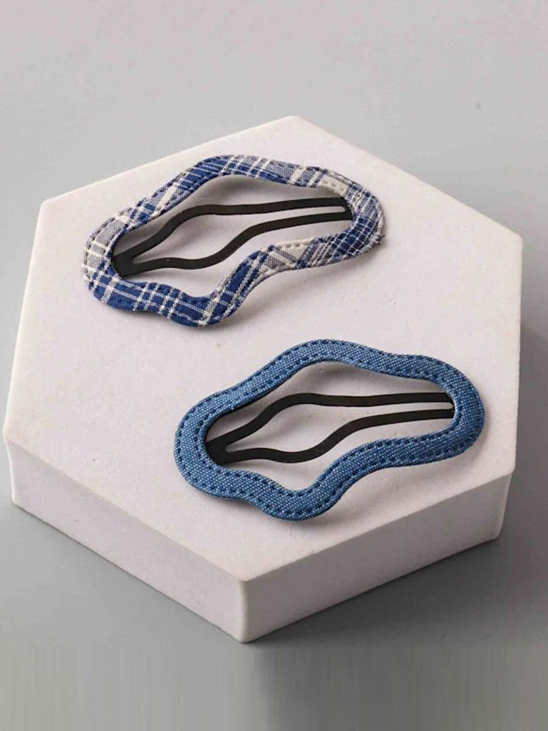 FASHION ASSORTED DENIM TIC TAC HAIR CLIPS