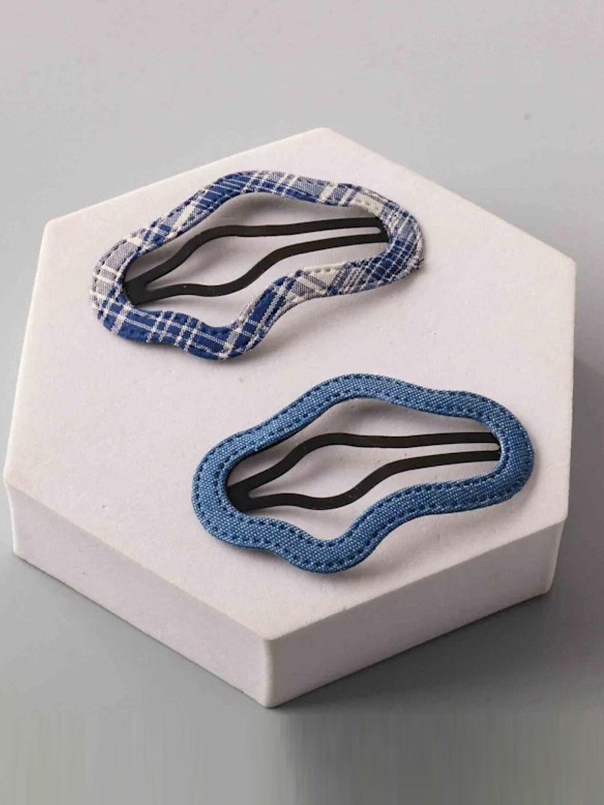 FASHION ASSORTED DENIM TIC TAC HAIR CLIPS