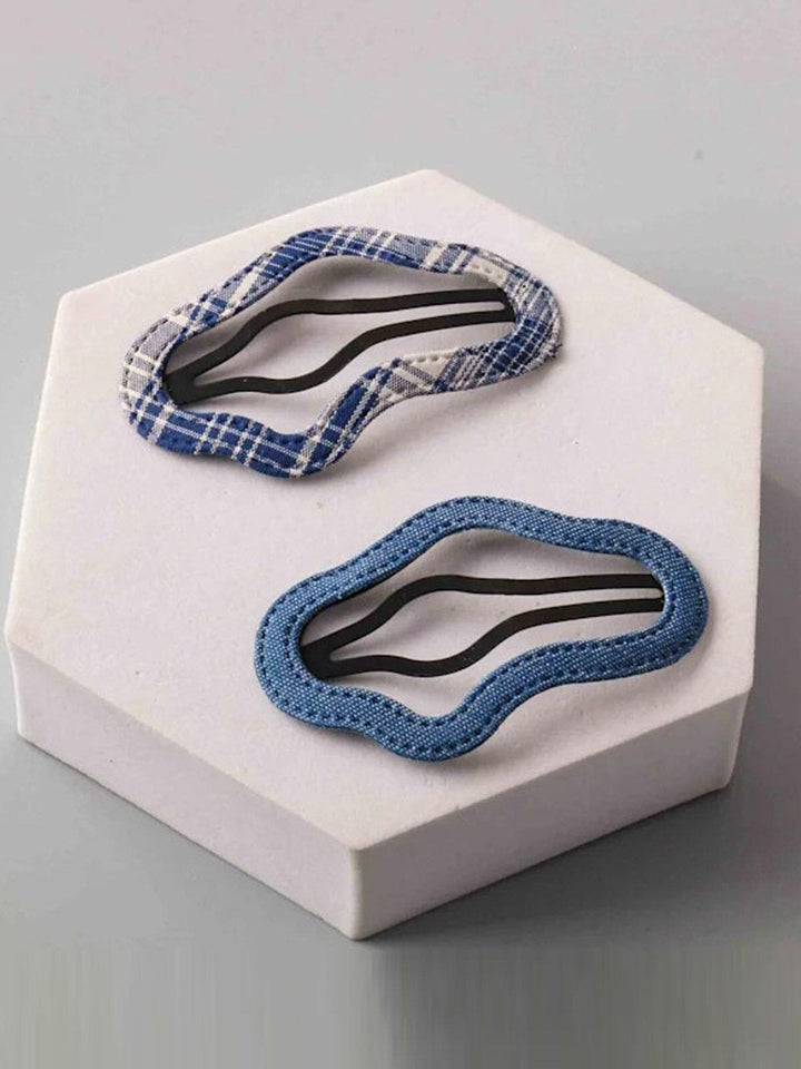 FASHION ASSORTED DENIM TIC TAC HAIR CLIPS