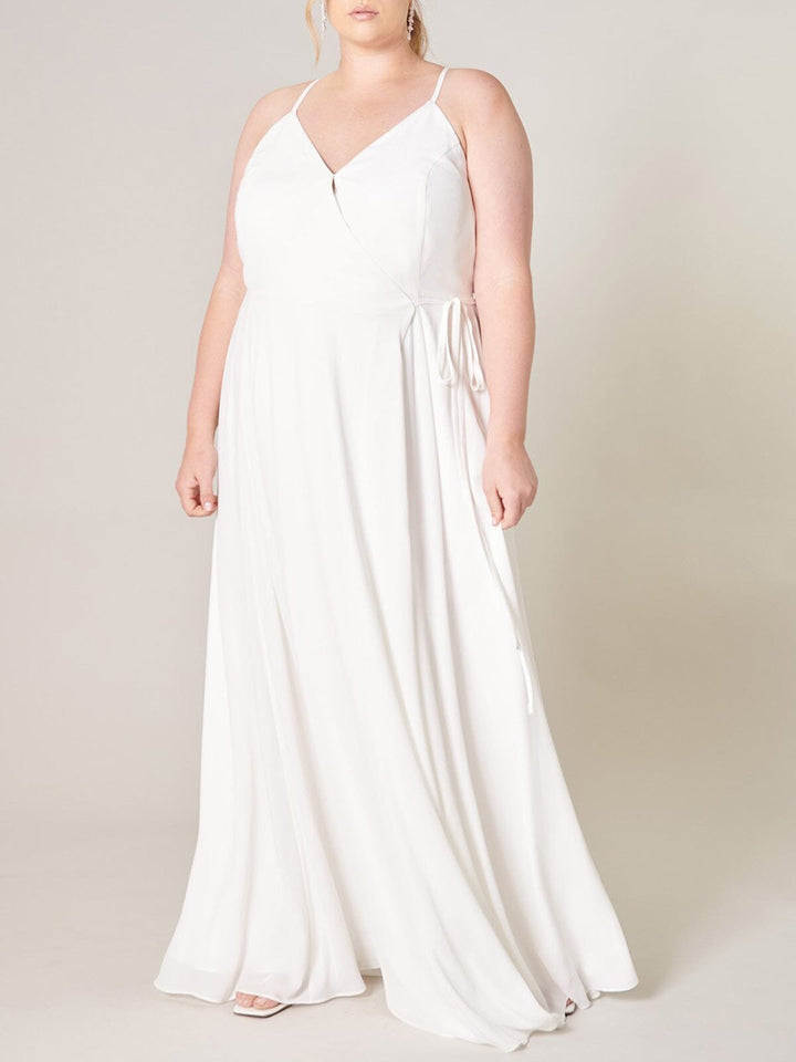 PLUS SIZE SLEEVELESS SURPLICE OPEN BACK MAXI DRESS
