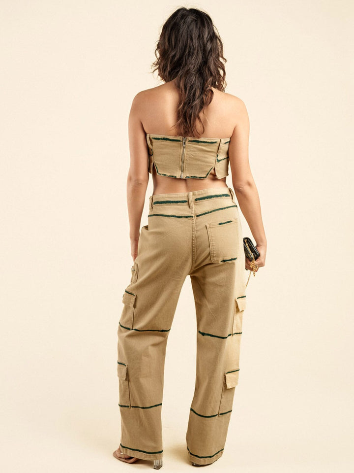 WOMEN'S SLEEVELESS CROP TOP & WIDE LEG PANTS 2PC.SET