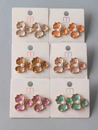 FASHION ASSORTED COLORS PEARL FLOWERS EARRINGS