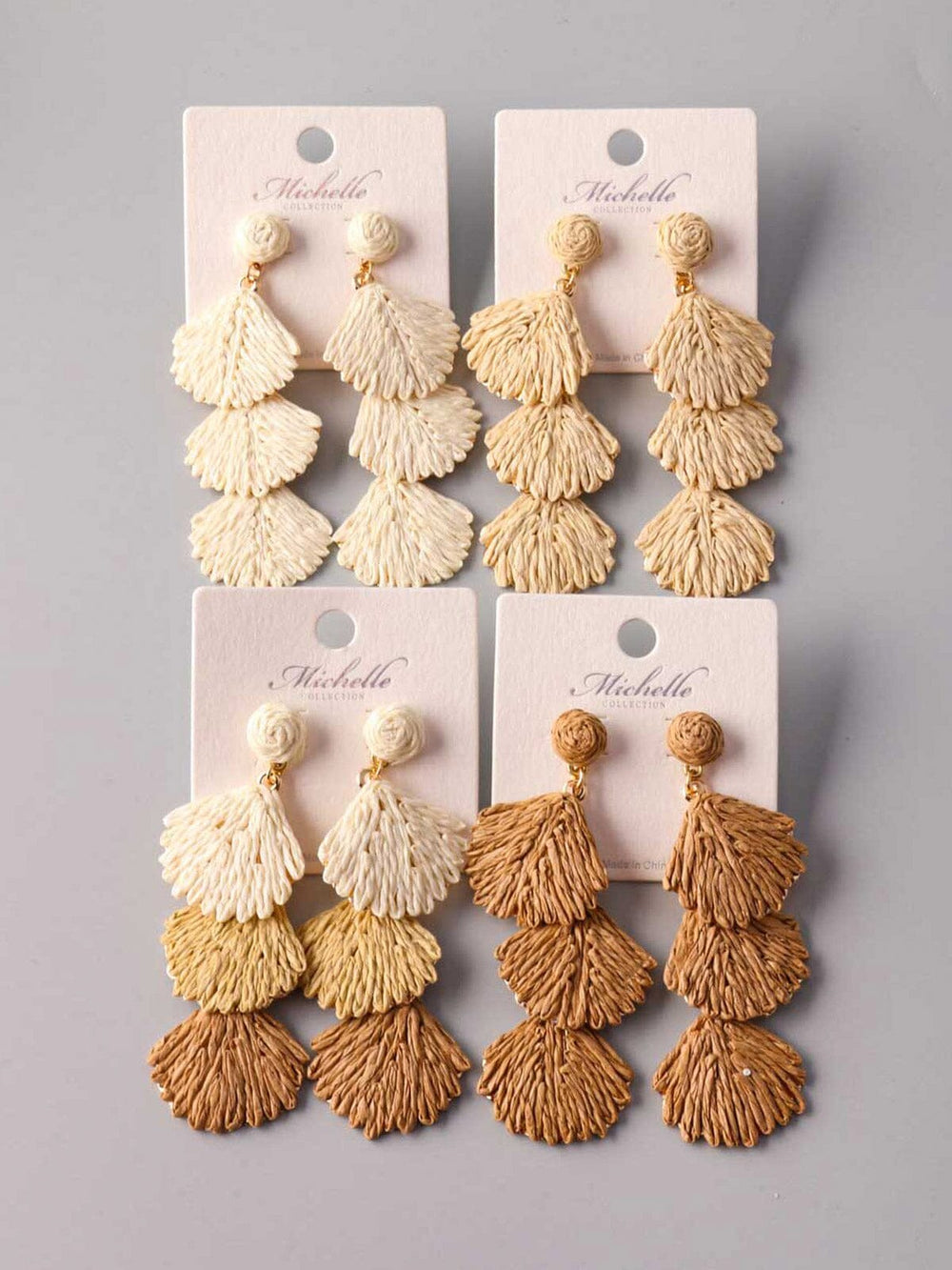 FASHION ASSORTED COLORS BASKET WEAVE DROP EARRINGS