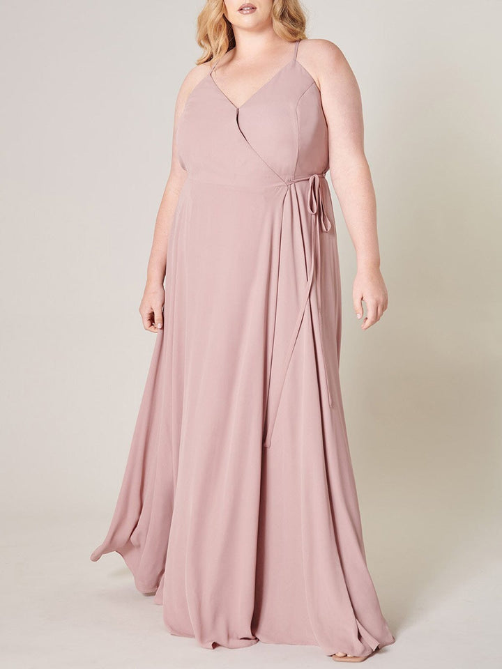 PLUS SIZE SLEEVELESS SURPLICE OPEN BACK MAXI DRESS