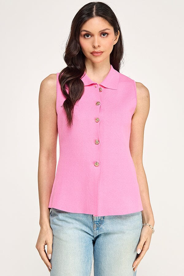 ******WOMEN'S SLEEVELESS BUTTON UP BLOUSE