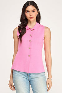 ******WOMEN'S SLEEVELESS BUTTON UP BLOUSE