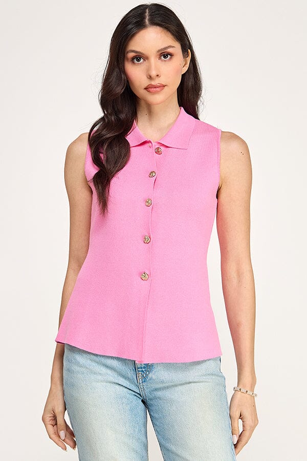 ******WOMEN'S SLEEVELESS BUTTON UP BLOUSE
