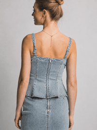 *******WOMEN'S SLEEVELESS STRETCH DENIM PEPLUM TANK TOP