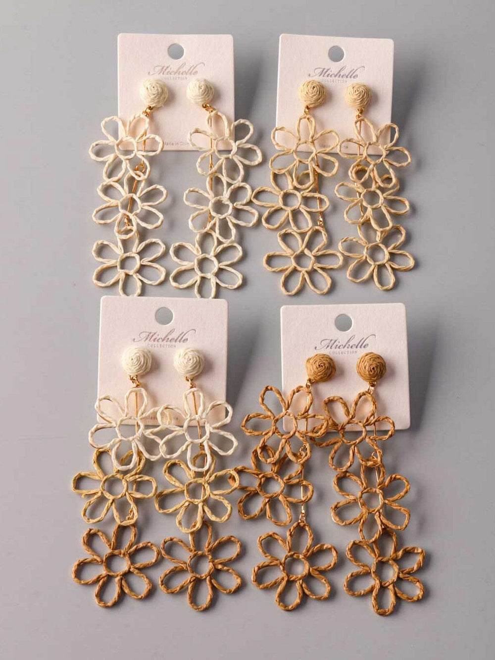 FASHION ASSORTED COLORS BASKET WEAVE DROP EARRINGS