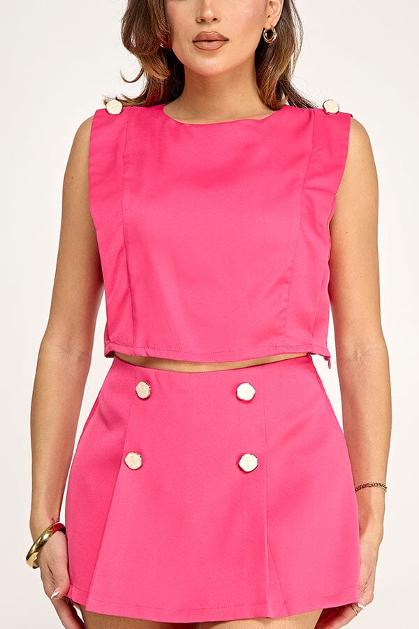WOMEN'S SLEEVELESS TOP & ZIP UP MINI SKORTS 2PC. SET