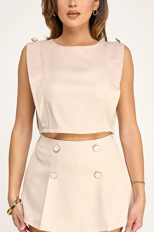 WOMEN'S SLEEVELESS TOP & ZIP UP MINI SKORTS 2PC. SET