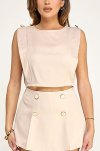 WOMEN'S SLEEVELESS TOP & ZIP UP MINI SKORTS 2PC. SET