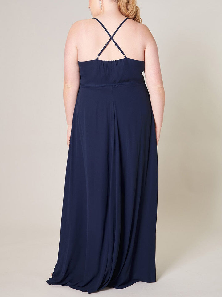 PLUS SIZE SLEEVELESS SURPLICE OPEN BACK MAXI DRESS