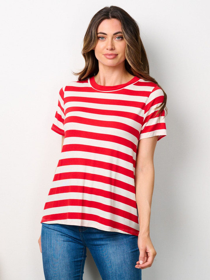 WOMEN'S SHORT SLEEVE FLAG PATRIOTIC TUNIC TOP