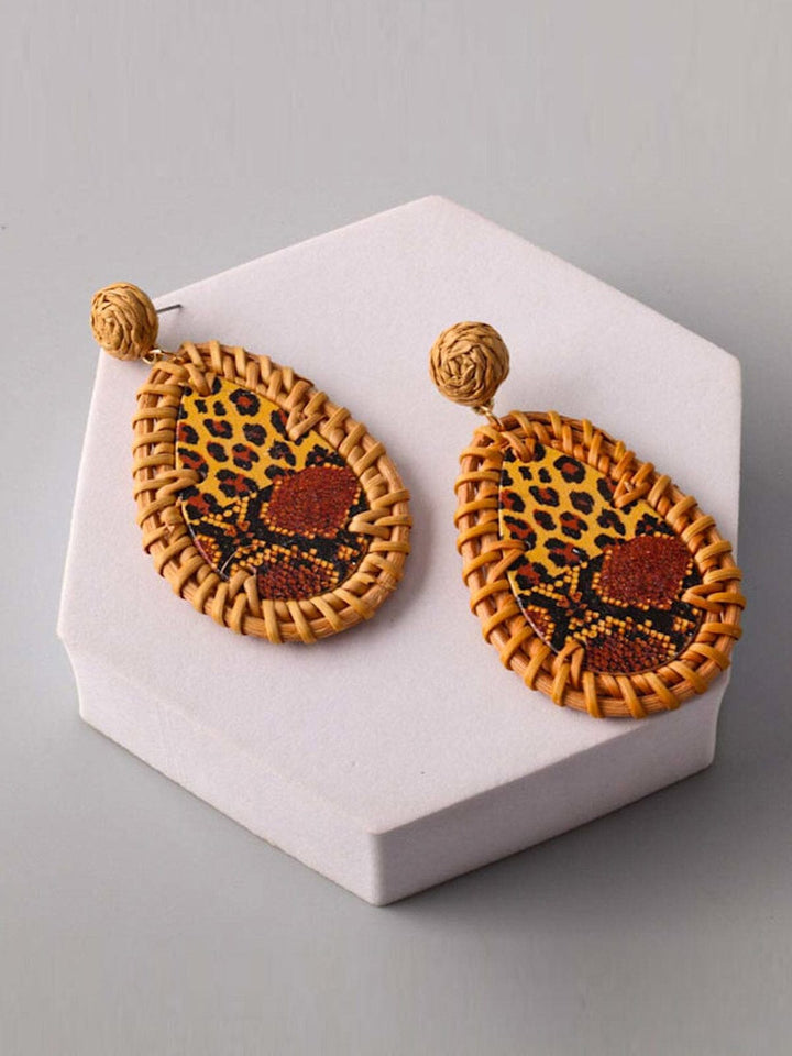 FASHION ASSORTED SHAPES BASKET WEAVE DROP EARRINGS