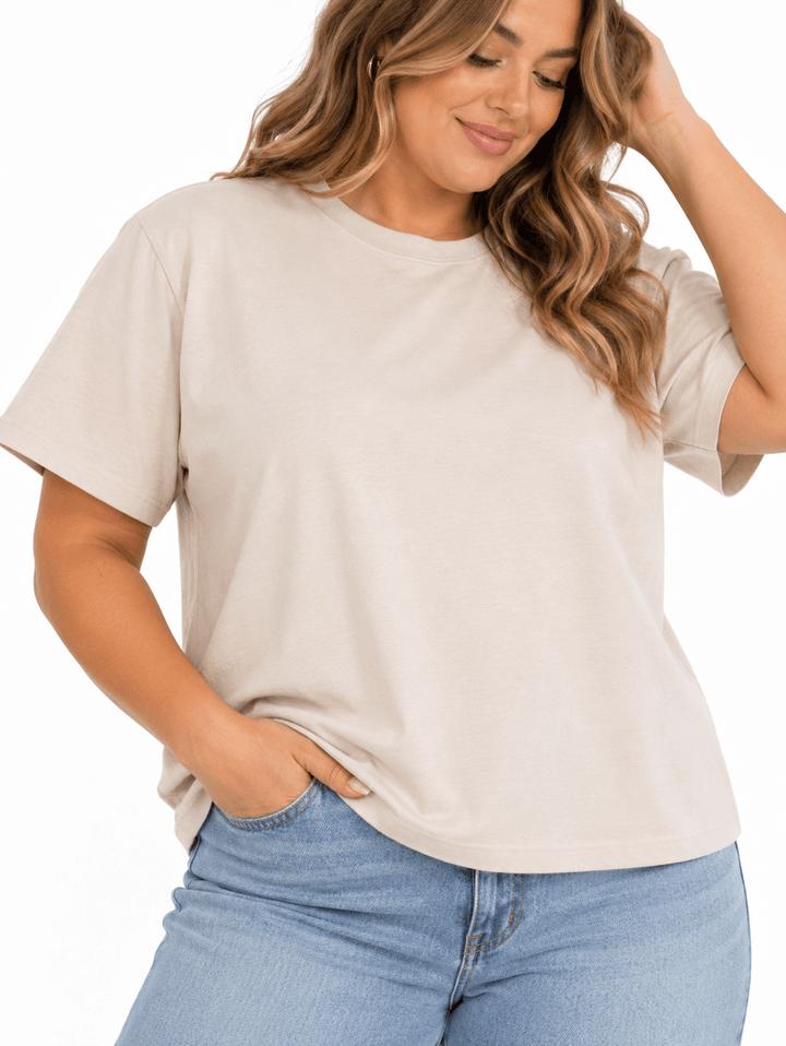 PLUS SIZE SHORT SLEEVE SOLID BASIC TOP