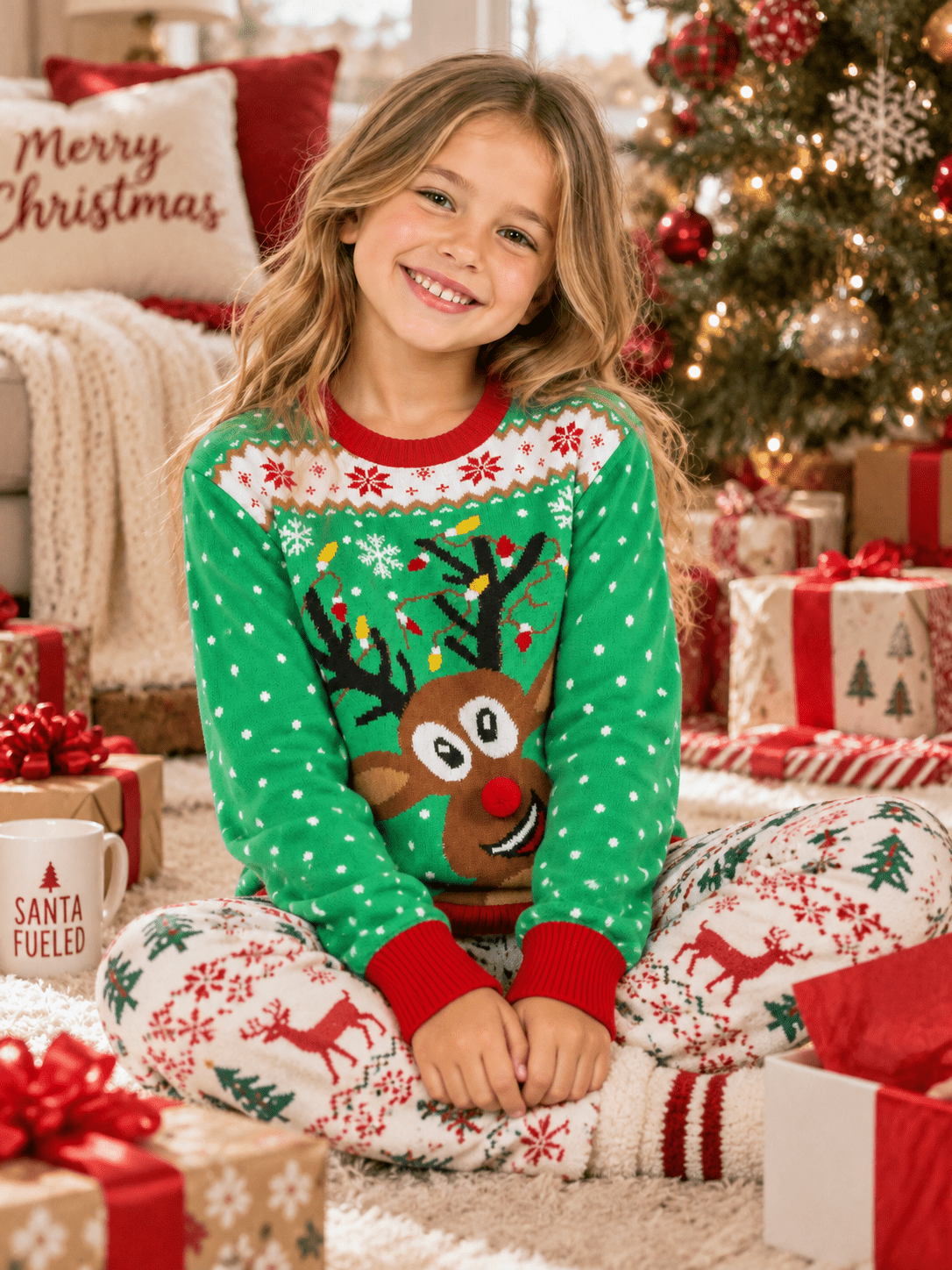 KIDS LONG SLEEVE CHRISTMAS GRAPHIC PULLOVER SWEATER