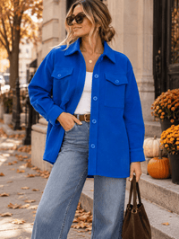 WOMEN'S LONG SLEEVE BUTTON CLOSURE FRONT POCKETS COAT